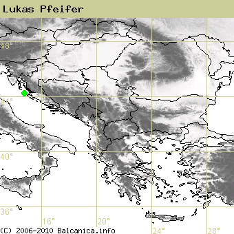 Lukas Pfeifer, obsazené kvadráty podle mapování Balcanica.info